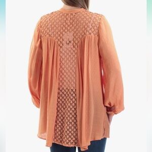 Free People Orange Gauze The Best Button Down Shirt